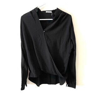 ByZoe  NWT Women's Faux Wrap V-Neck  Blouse  Black  Size: Euro 1